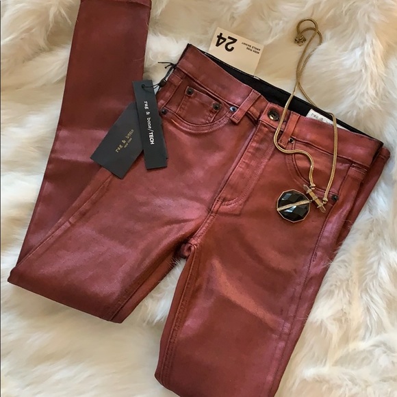 Rag & Bone Tech Metallic Jeans Metallic Women’s Size 24 NWT $250 - Picture 4 of 8